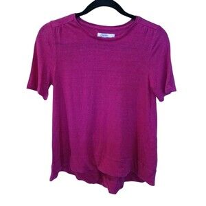 Chico’s Pink 100% Linen Short Sleeve Top Size 00(US XS) Tiered Back Swing Tunic